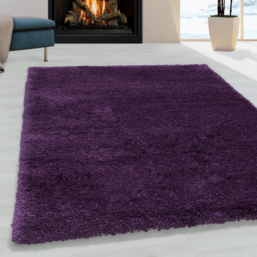 Fluffy Shaggy Plain Purple Rug